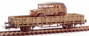 German WWII PKW40 in Summer Camo load on a two axle flat car